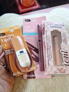 Bpure & Ioni Shea Butter Lipstick & Hydrating Lip Balm Set. Rosewood Liner